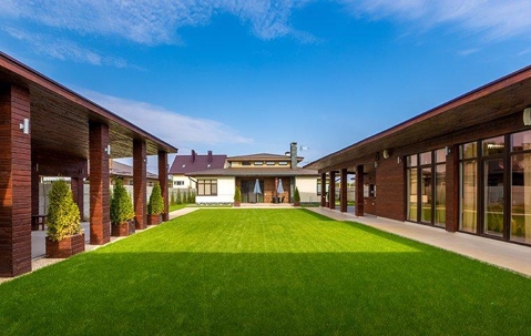 a beautiful lawn in a back yard